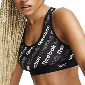 Reebok Bh Bobbie Sports Crop Top Sort mønstret Small Dame