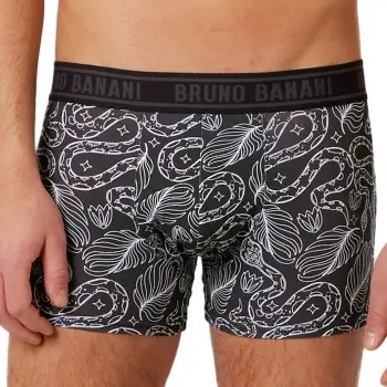 Bruno Banani Rattlesnake Print Boxer Sort mønstret bomuld Small Herre