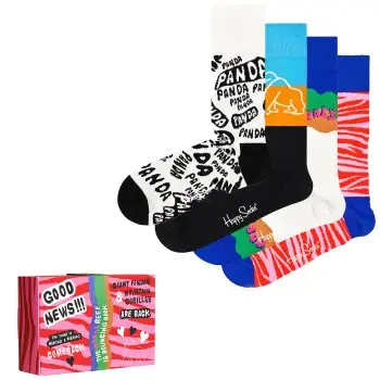 Happy socks Strømper 4P WWF Gift Box Flerfarvet bomuld Str 41/46