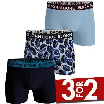 Björn Borg 3P Cotton Stretch Boxer 1565 Blå/Hvid bomuld Medium Herre