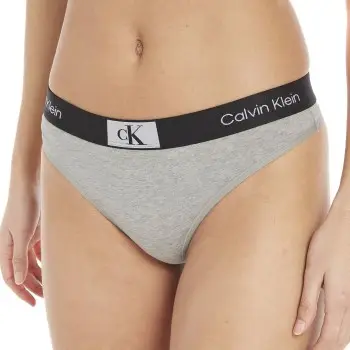 Calvin Klein Trusser CK96 Cotton Thong Lysegrå bomuld Small Dame