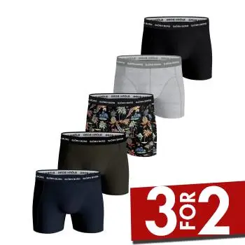 Björn Borg 5P Cotton Stretch Boxer 1719 Flerfarvet-2 bomuld Small Herre