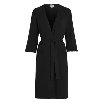 Damella Viscose Plain Wave Robe Sort Bambus Small Dame