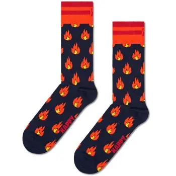 Happy socks Strømper Flames Sock Blå/Rød bomuld Str 41/46