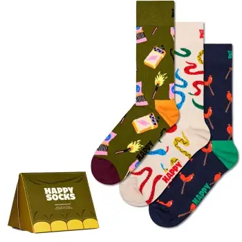 Happy socks Strømper 3P Happy Camper Socks Gift Set Flerfarvet bomuld Str 41/46