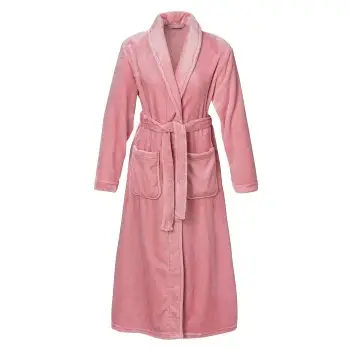 Trofe Solid Silkfleece Robe Lyserosa polyester Medium Dame