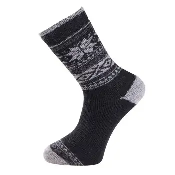 Trofe Knitted Patterned Wool Sock Strømper Sort Str 39/42 Dame