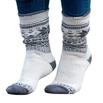 Trofe Knitted Patterned Wool Sock Strømper Hvid Str 39/42 Dame