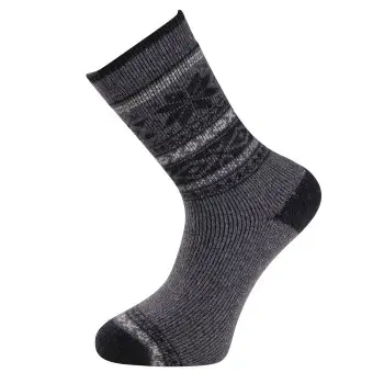 Trofe Knitted Patterned Wool Sock Strømper Grå Str 39/42 Dame