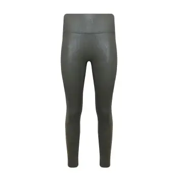 Magic Leather Look Legging Mørkgrøn  Small Dame