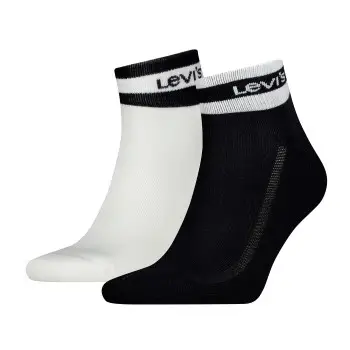 Levis Strømper 2P Mid Cut Stripe Socks Sort/Hvid Str 39/42