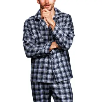 Topeco Mens Cotton Pyjama Marineblå bomuld Small Herre