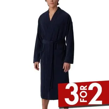 Schiesser Terry Bathrobe Marineblå Small Herre