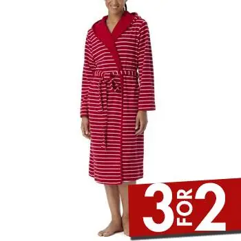 Schiesser Women Terry Bathrobe Rød/Hvid Small Dame