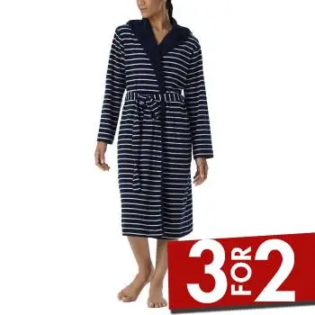 Schiesser Women Terry Bathrobe Marineblå Small Dame