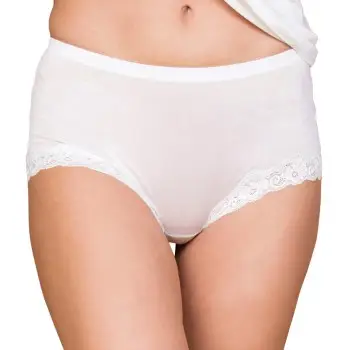 Lady Avenue Trusser Silk Jersey Panty With Lace Benhvid silke Small Dame