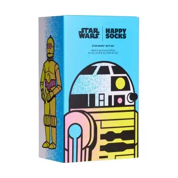 Happy socks Strømper 3P Star Wars C-3PO And R2-D2 Gift Box Sort mønstret bomuld Str 41/46