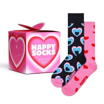 Happy socks Strømper 2P Valentine Gift Set Rosa Mønster  bomuld Str 41/46