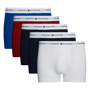 Tommy Hilfiger 5P Signature Cotton Essential Trunk Blå/Rød bomuld Medium Herre