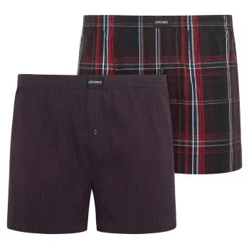 Jockey 2P Woven Boxer Shorts Rød bomuld Small Herre