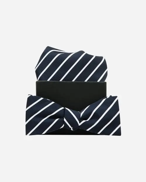 Our M√©l Stripe Bow Tie - Blue/White