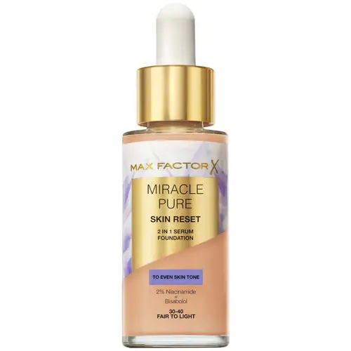 Max Factor Miracle Pure 2in1 Skin Reset Serum Foundation 30-40 Fair to Light