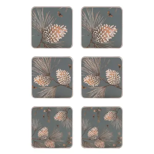 Åry Home Pine Cone glasbrikker 6-pak Moss grey