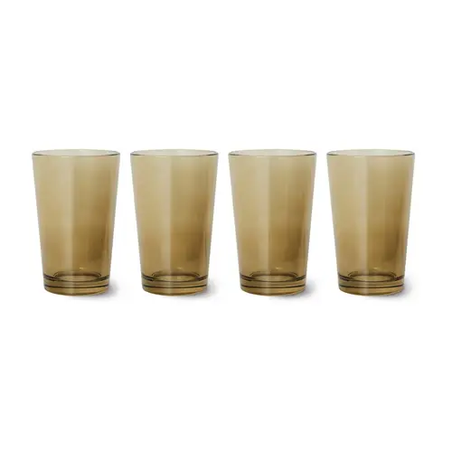 HKliving 70's glassware teglas 20 cl 4-pak Mud brown