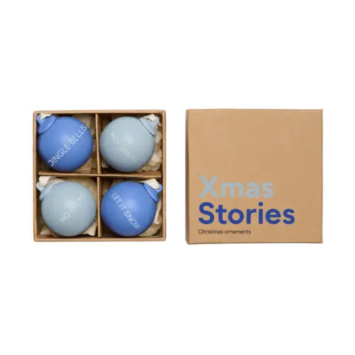 Design Letters XMAS Stories julekugle Ø4 cm 4 dele Cobalt blue-light blue