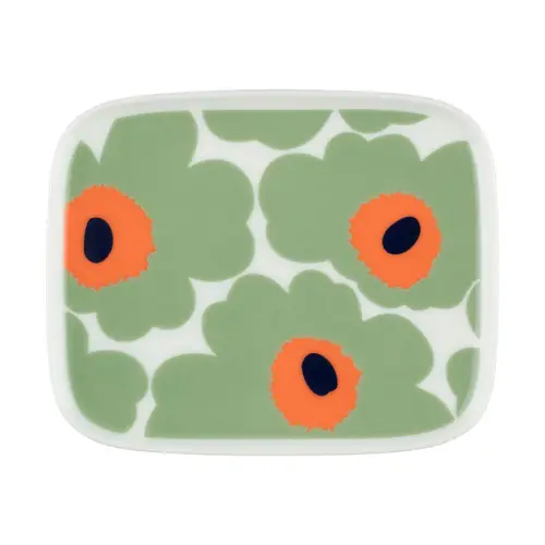 Marimekko Unikko tallerken 12x15 cm White-sage-orange-dark blue