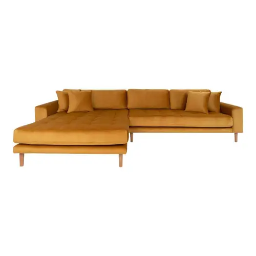 Mille Chaiselounge Sofa Venstrevendt - Sennepsgul Velour