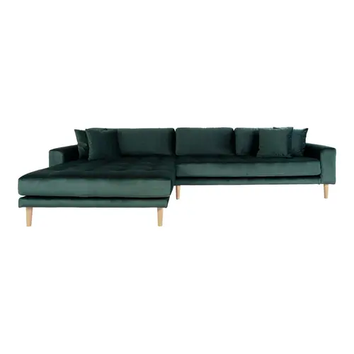 Mille Chaiselong Sofa Venstrevendt - Mørkegrøn Velour