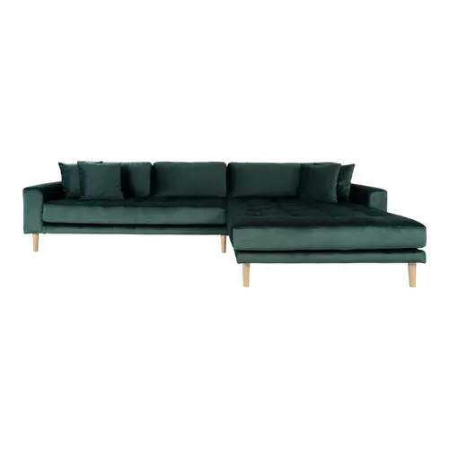 Mille Chaiselong Sofa Højrevendt - Mørkegrøn Velour