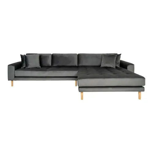 Mille Chaiselong Sofa Højrevendt - Mørkegrå velour