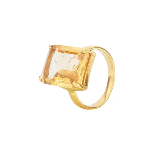 House of Vincent Candy Rock Yellow Citrine Ring 18 kt. Forgyldt Sølv VJ080-LRG-CI-54 - Dame - 925 sterling silver