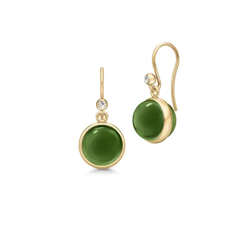 Julie Sandlau Prime Moss Green Øreringe 22 kt. Forgyldt Sølv HKS181GDMGCRCZ - Dame - 925 sterling silver