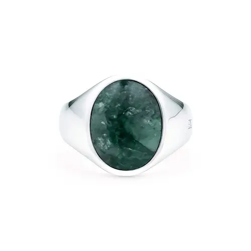 IX Studios Oval Signet Marble Ring Sølv DMN0337RHGRMA52 - Unisex - 925 sterling silver