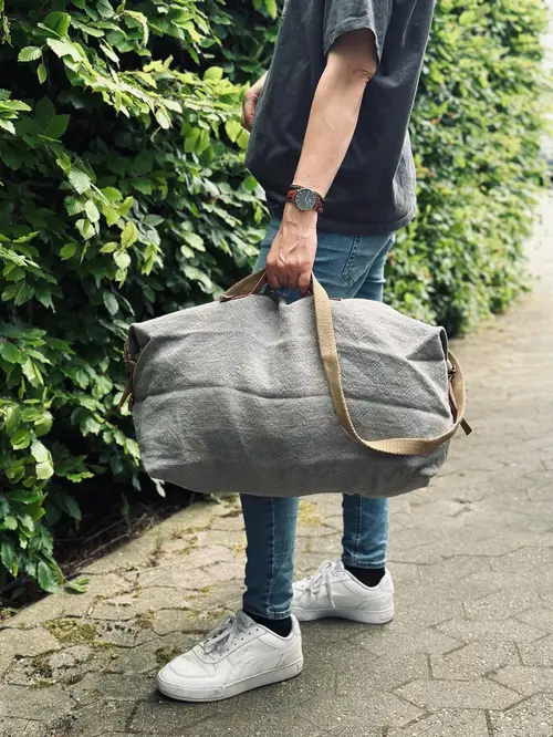 Weekendtaske - WASHED JUTE GREY - Str. L