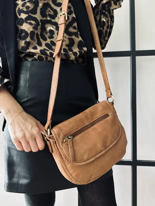 Crossbody Emily Raw Boheme - Cognac