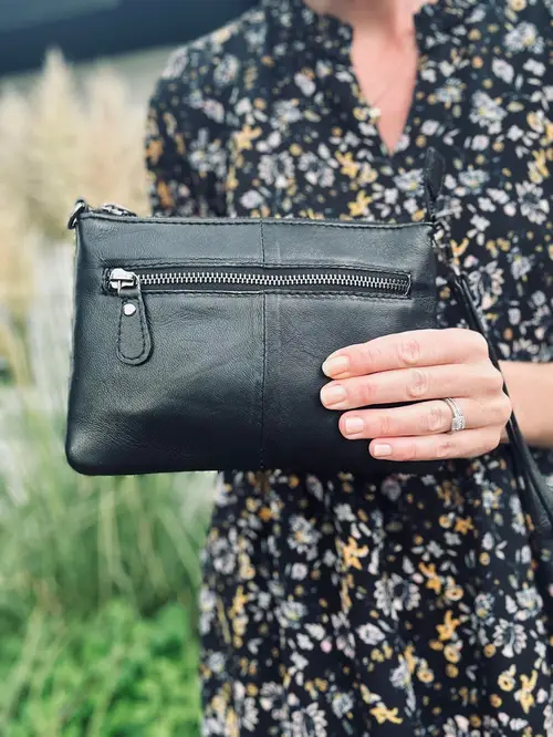 Clutch leather - Black - Str. L