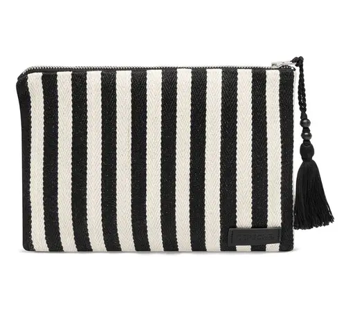 Toilettaske / clutch - STRIPE canvas hvid  Materiale: stribede