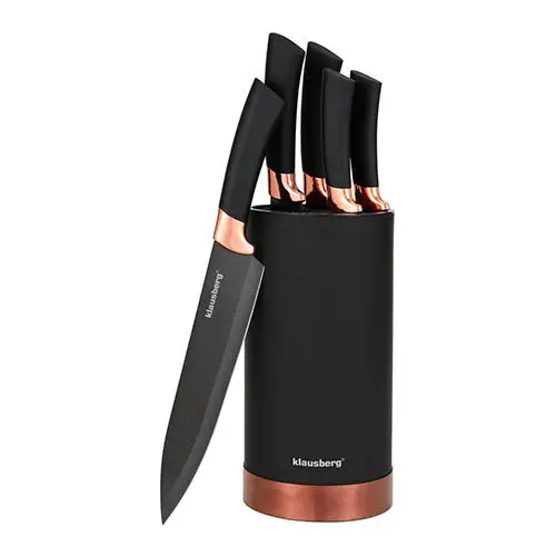 Klausberg knivblok m/ 5 knive - Rose gold