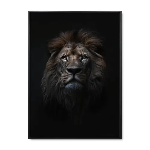 Lion of the night - 90x120 cm. - Sort ramme