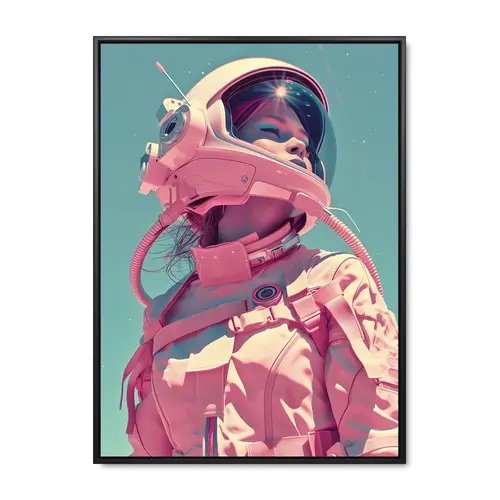 Space Chick - 90x120 cm. - Sort ramme