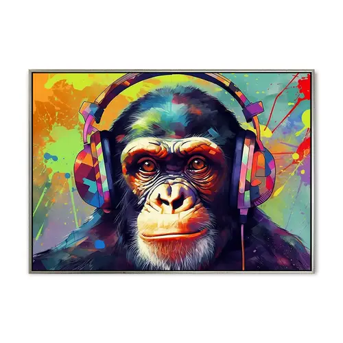 DJ Chimp 01 - 70x100 cm - Sølv svæveramme