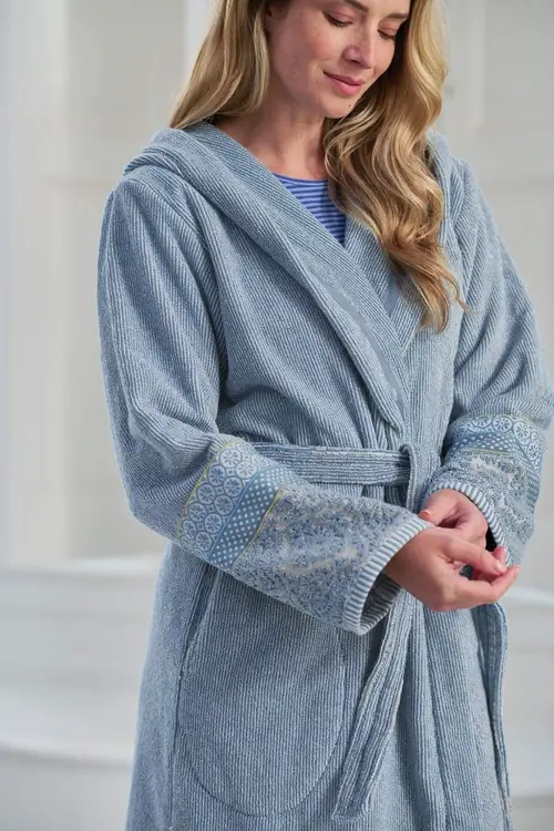 PIP Soft Zellige Bathrobe Blue Grey XS