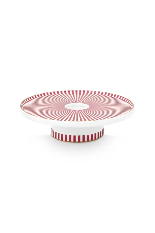 Candle Tray Royal Stripes Dark Pink 14cm