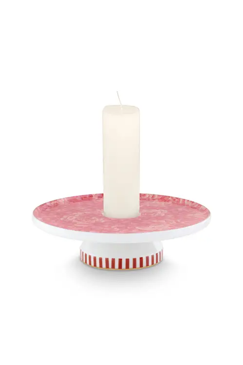 Candle Tray Royal All Over Flower Pink 14cm