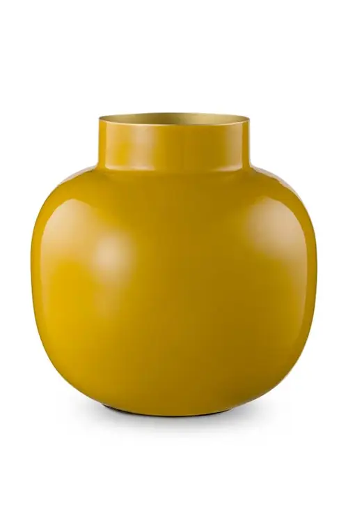 Vase Metal Round Yellow 25cm