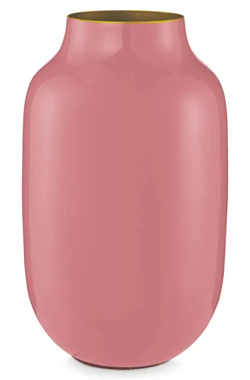 Vase Metal Oval Old Pink 30cm